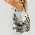 Sienna Slouchy Woven Shoulder Bag - TOP SELLER: Black Checkered