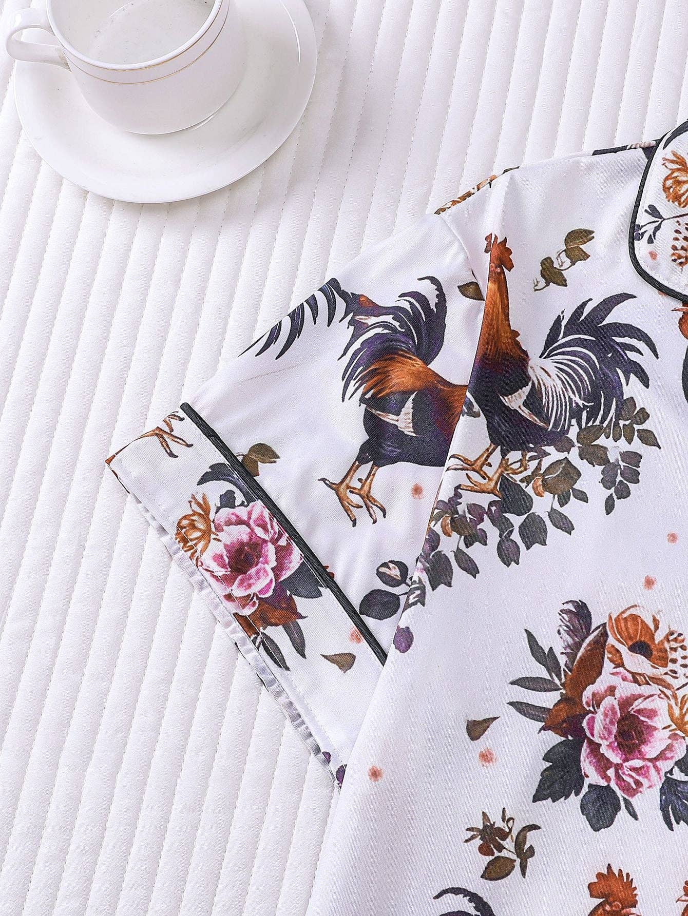 Vintage Rooster Print Pajama Set