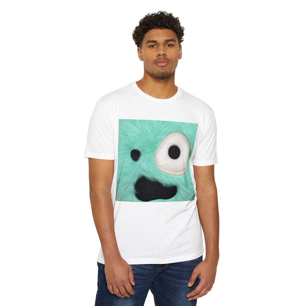 Core Cute Fuzzy Monster T-Shirt — Teal Plush Face Graphic Tee