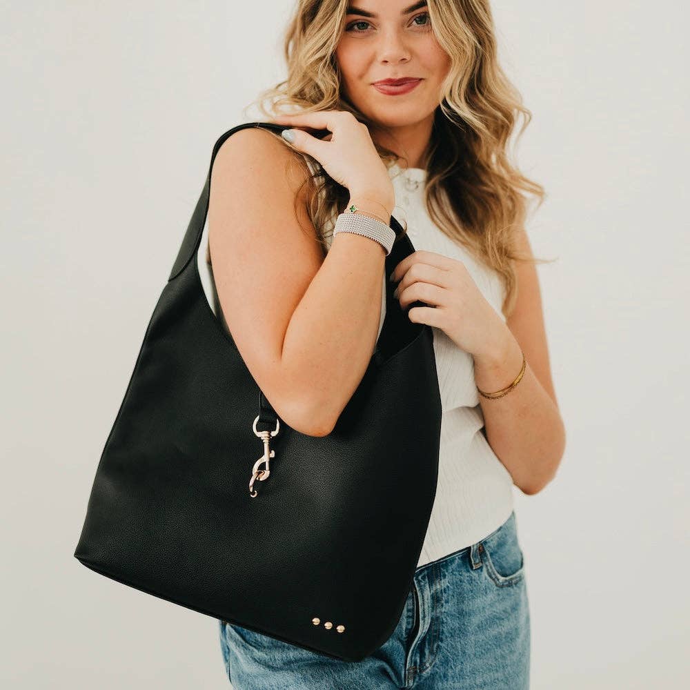 Black Haddie Hobo Vegan Leather Tote