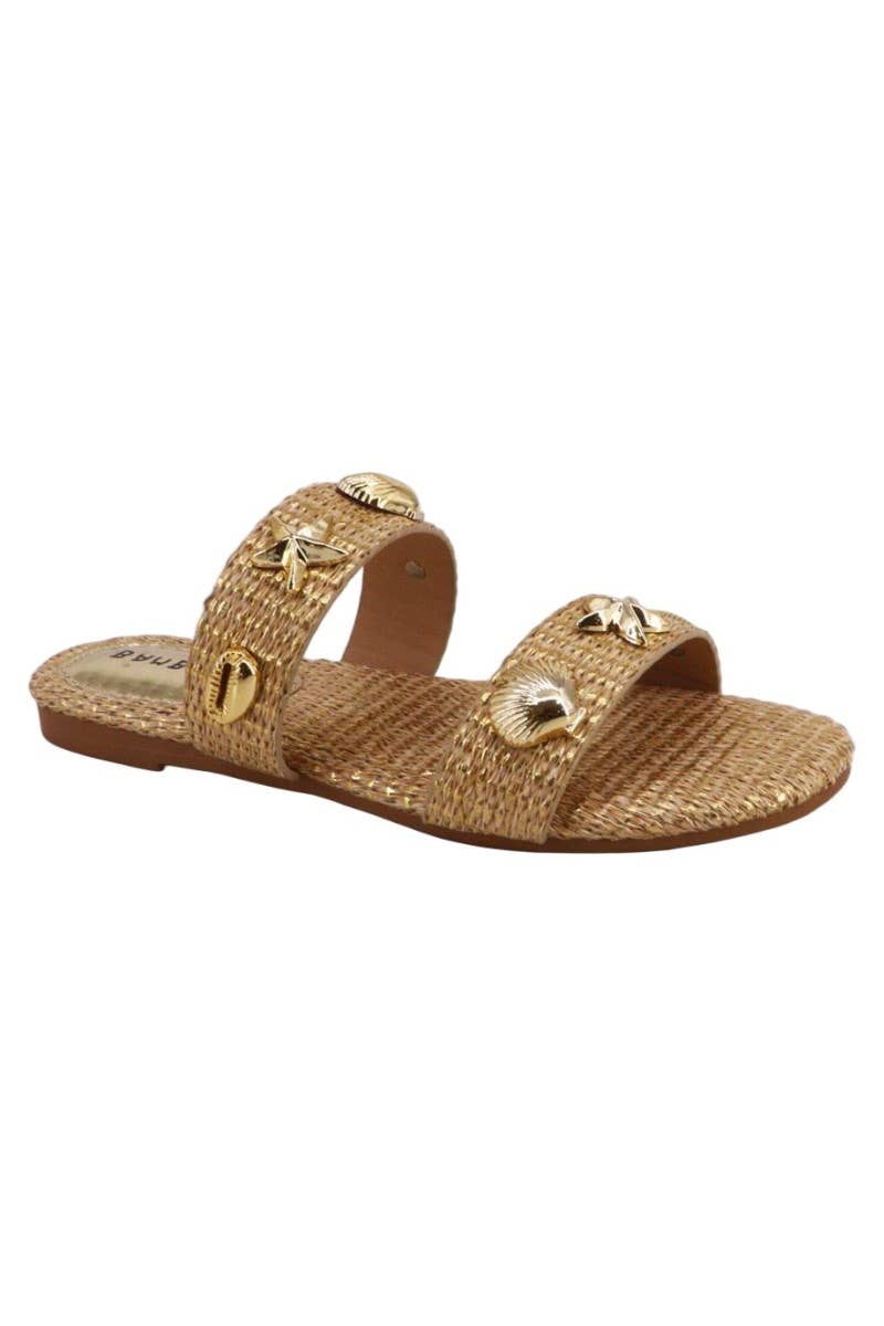Gold Raffia Coastal Sandal