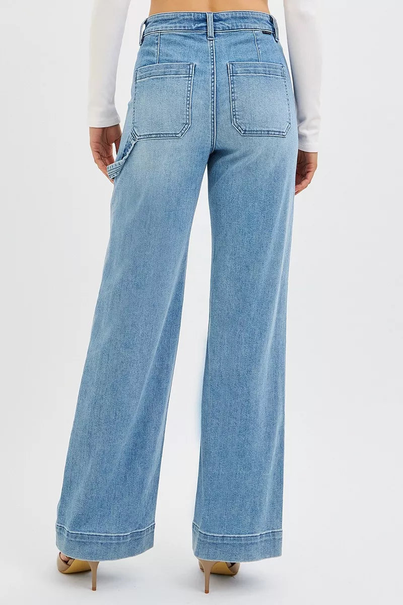 RISEN Full Size High Rise Straight Leg Jeans with Front Pockets