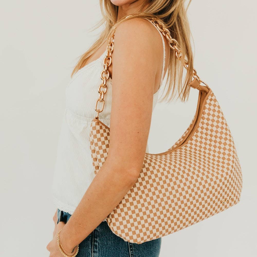 Sienna Slouchy Woven Shoulder Bag - TOP SELLER: Black Checkered