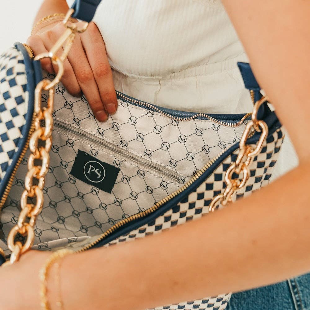 Sienna Slouchy Woven Shoulder Bag - TOP SELLER: Black Checkered