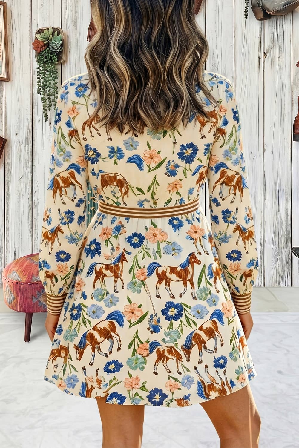 Western Floral Long Sleeve Dress XL