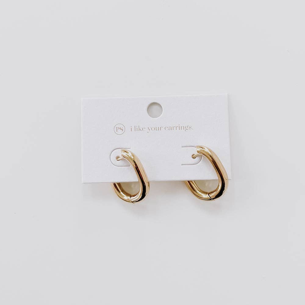 Flirty Fantasy Oval Hoop Earrings - WATERPROOF: Gold