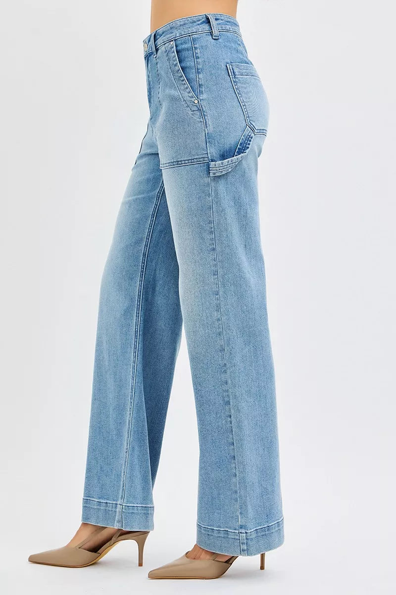 RISEN Full Size High Rise Straight Leg Jeans with Front Pockets