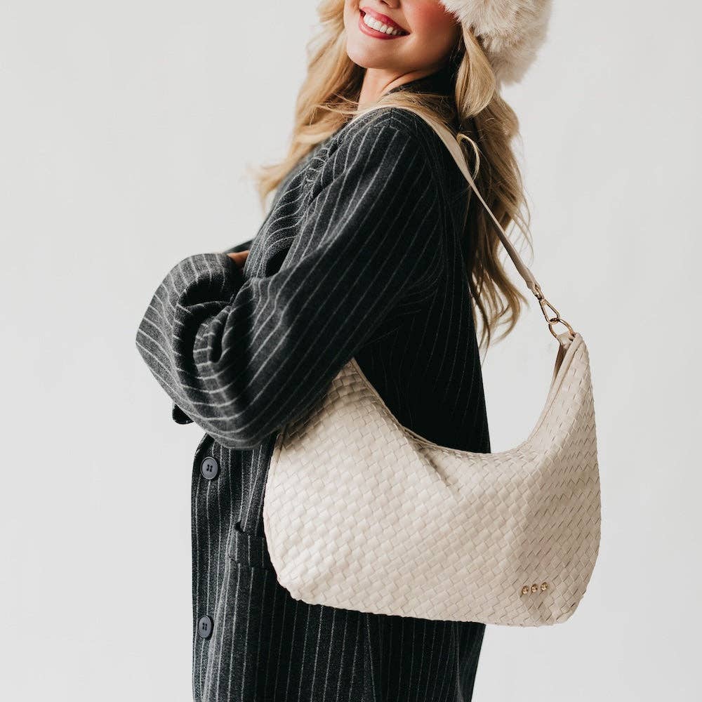 Sienna Slouchy Woven Shoulder Bag - TOP SELLER: Black Checkered