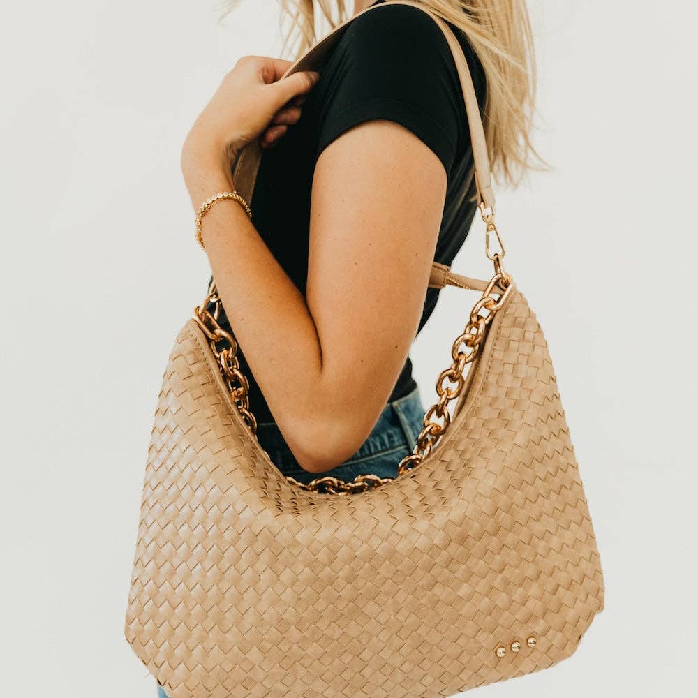Sienna Slouchy Woven Shoulder Bag - TOP SELLER: Black Checkered