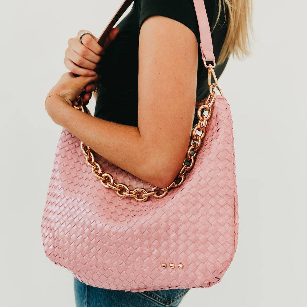 Sienna Slouchy Woven Shoulder Bag - TOP SELLER: Black Checkered