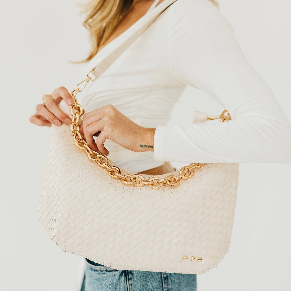 Sienna Slouchy Woven Shoulder Bag - TOP SELLER: Black Checkered