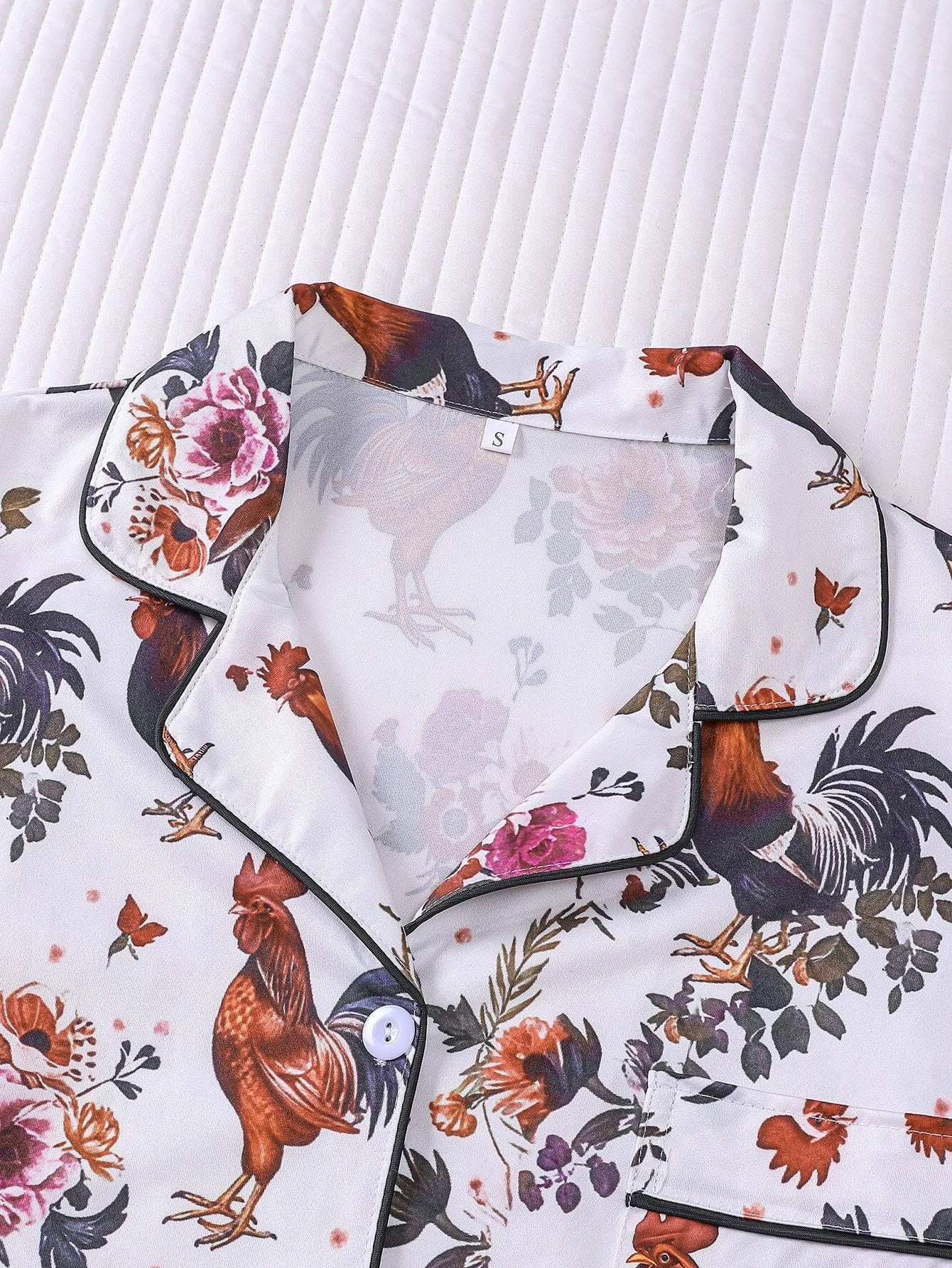 Vintage Rooster Print Pajama Set
