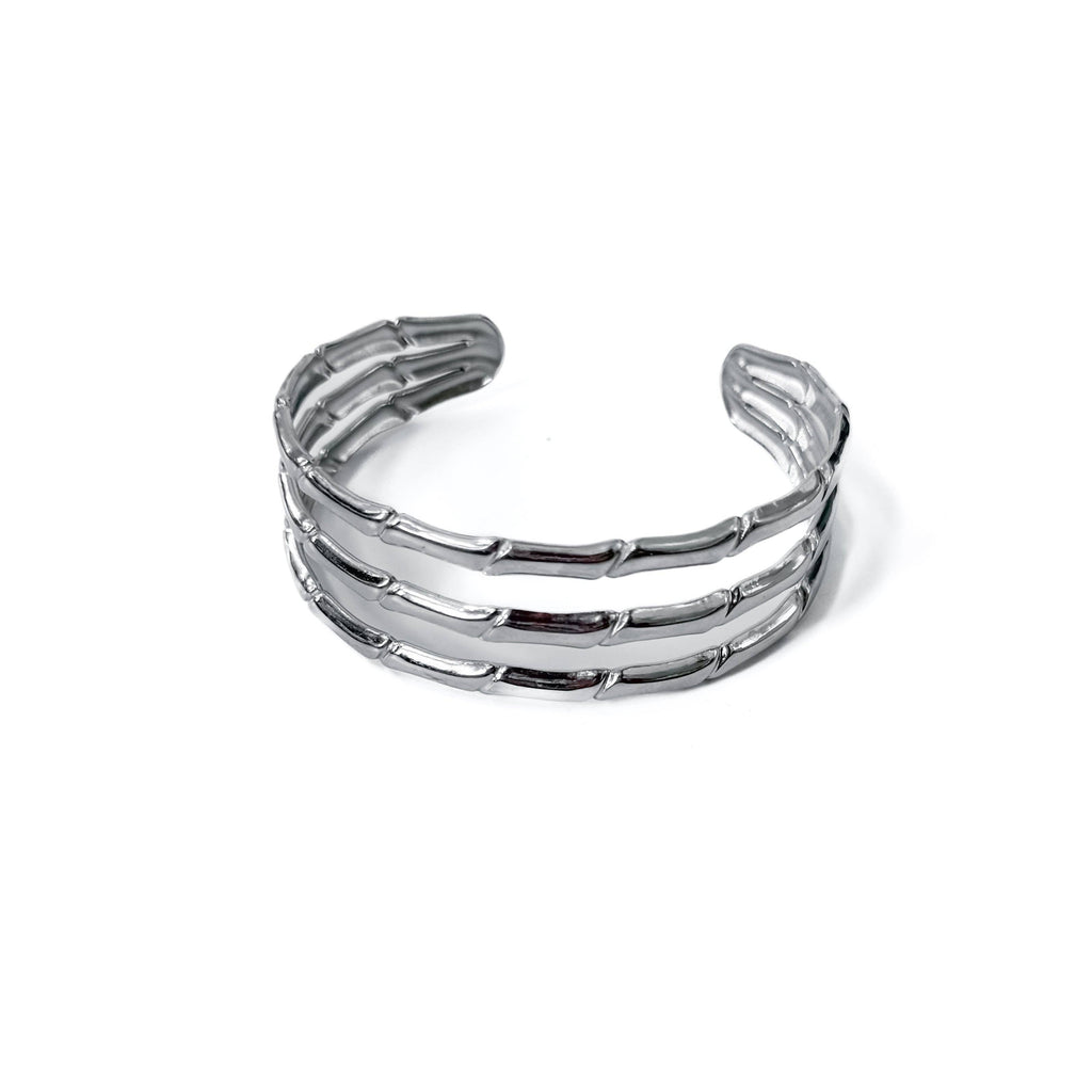 Bamboo Tier Open Bangle Bracelet - WATERPROOF: Gold