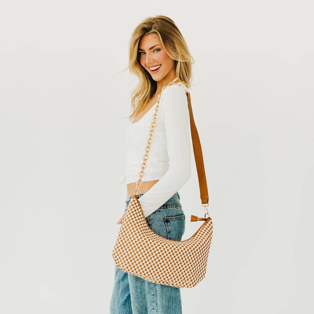 Sienna Slouchy Woven Shoulder Bag - TOP SELLER: Black Checkered
