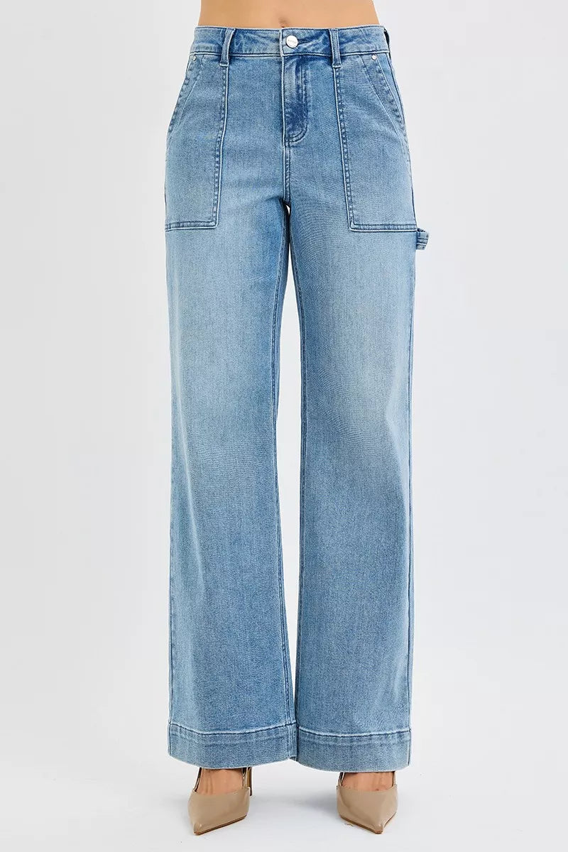 RISEN Full Size High Rise Straight Leg Jeans with Front Pockets