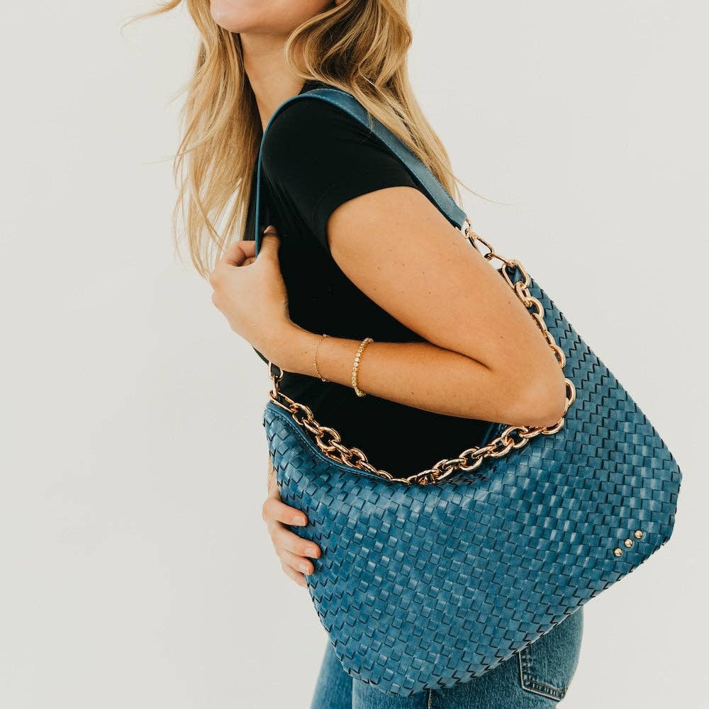 Sienna Slouchy Woven Shoulder Bag - TOP SELLER: Black Checkered