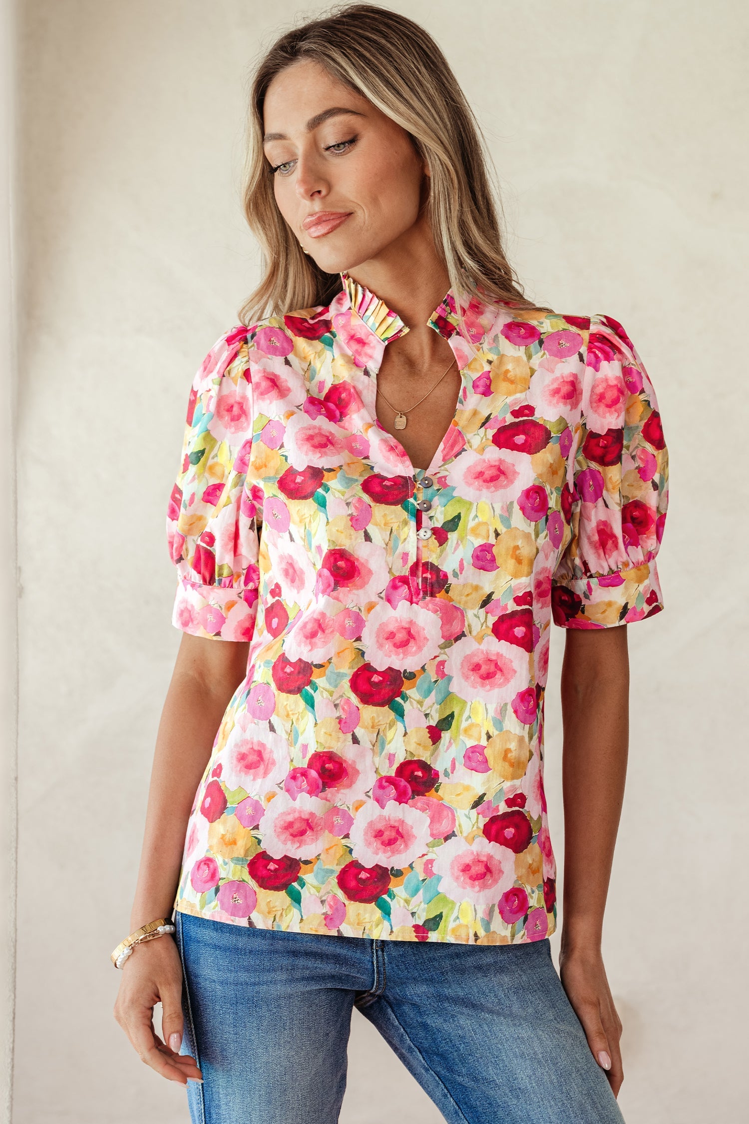 Charleigh Puff Short Sleeve Blouse
