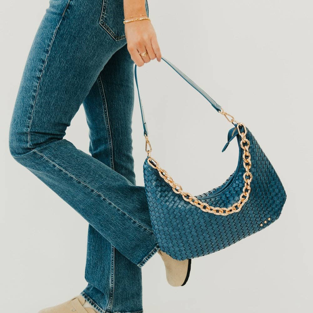 Sienna Slouchy Woven Shoulder Bag - TOP SELLER: Black Checkered