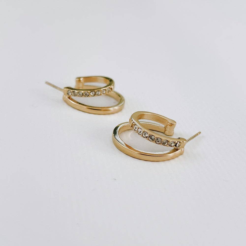 Stole The Show Crystal Double Hoop Earring - WATERPROOF