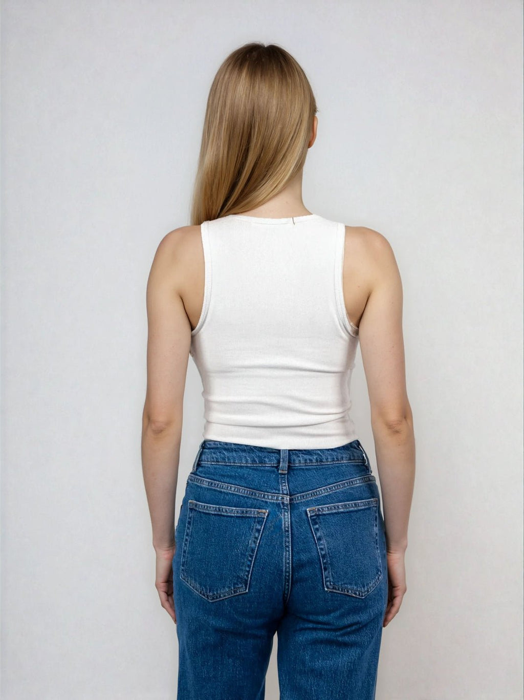 High Neck Tank Raw Hem- Cropped