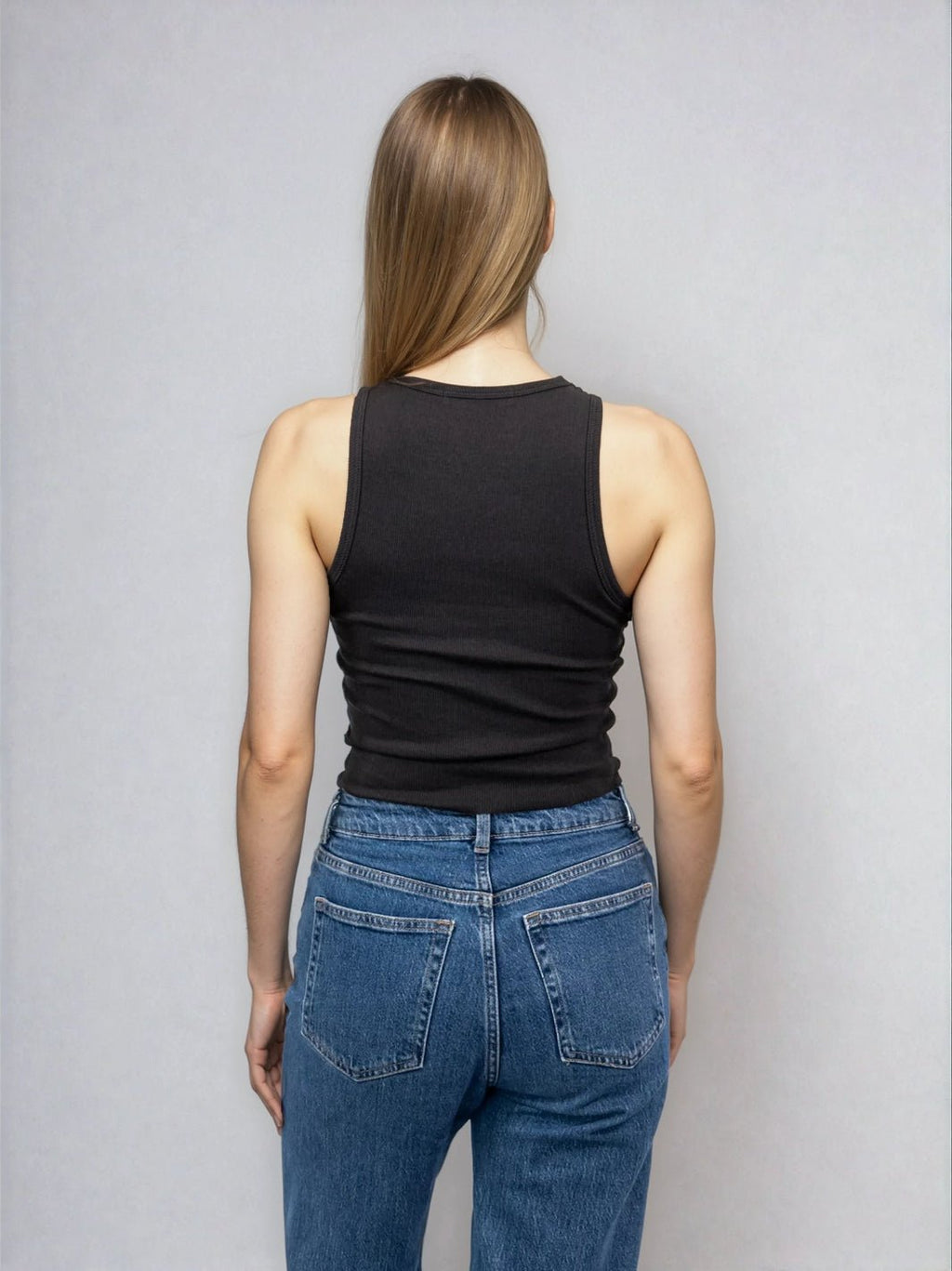 High Neck Tank Raw Hem- Cropped